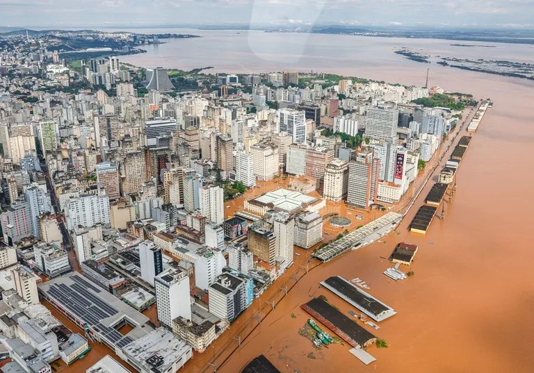 Centro de Porto Alegre está submerso devido às fortes chuvas que assolaram o Rio Grande do Sul - Foto: Ricardo Stuckert/PR